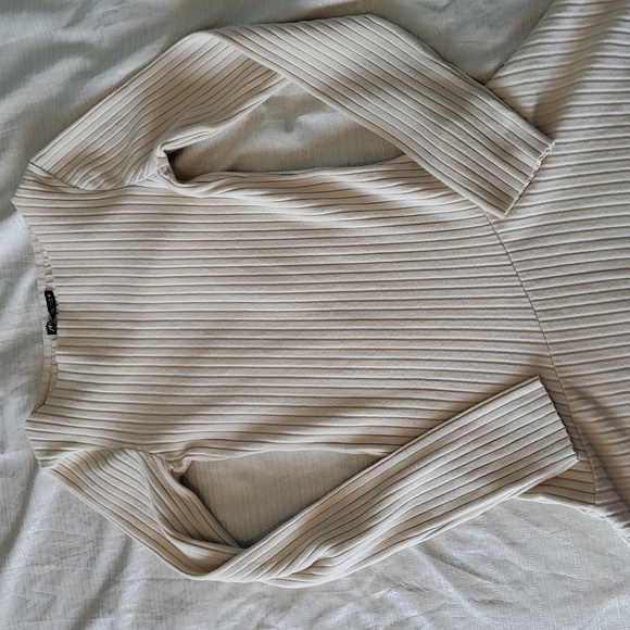 Zara 3253/850 Ecru Tilted Drop Waist Ribbed Dress - Picture 8 of 13